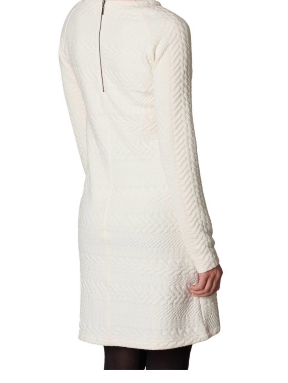 Prana Cream Long-Sleeve Textured Knit Dress